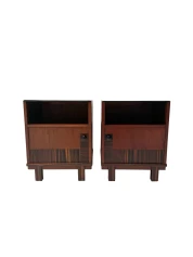 Art Deco Nightstands by Max Coini, Solid Walnut, Dutch Design, 1920s